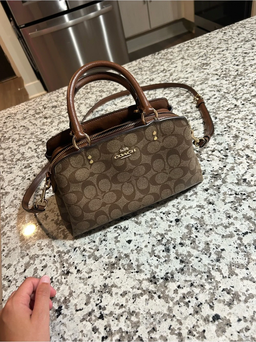 Coach Brown Signature Mini Satchel with Gold Hardware